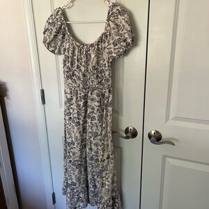 Navy Floral Midi Dress